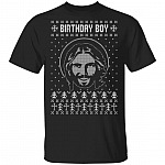 Birthday Boy Jesus Funny Ugly Christmas Sweater Design Christian Xmas T-Shirt - Happy Birthday Jesus Shirt, Black, Unisex T-Shirt