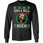 Jingle Bell Jingle Bell Jingle Bell Rock Funny The Rock Ugly Christmas Sweater Style Sweatshirt - Hoodie, Black, Long Sleeve