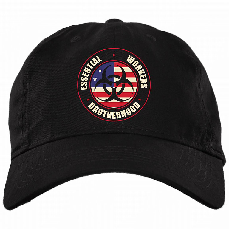 Essential Workers Brotherhood Essential Employee American 2020 Twill Cap - High-Profile Snapback Hat, Black, Brushed Twill Dad Cap