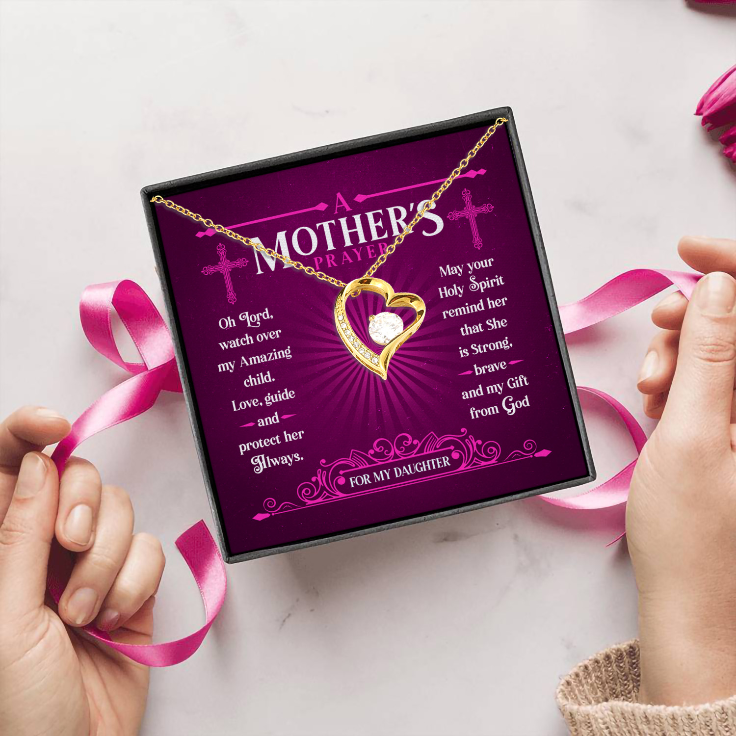 3 HG_ A Mother-s Prayer - daughter(1) Forever Love Necklace (Gold) 5