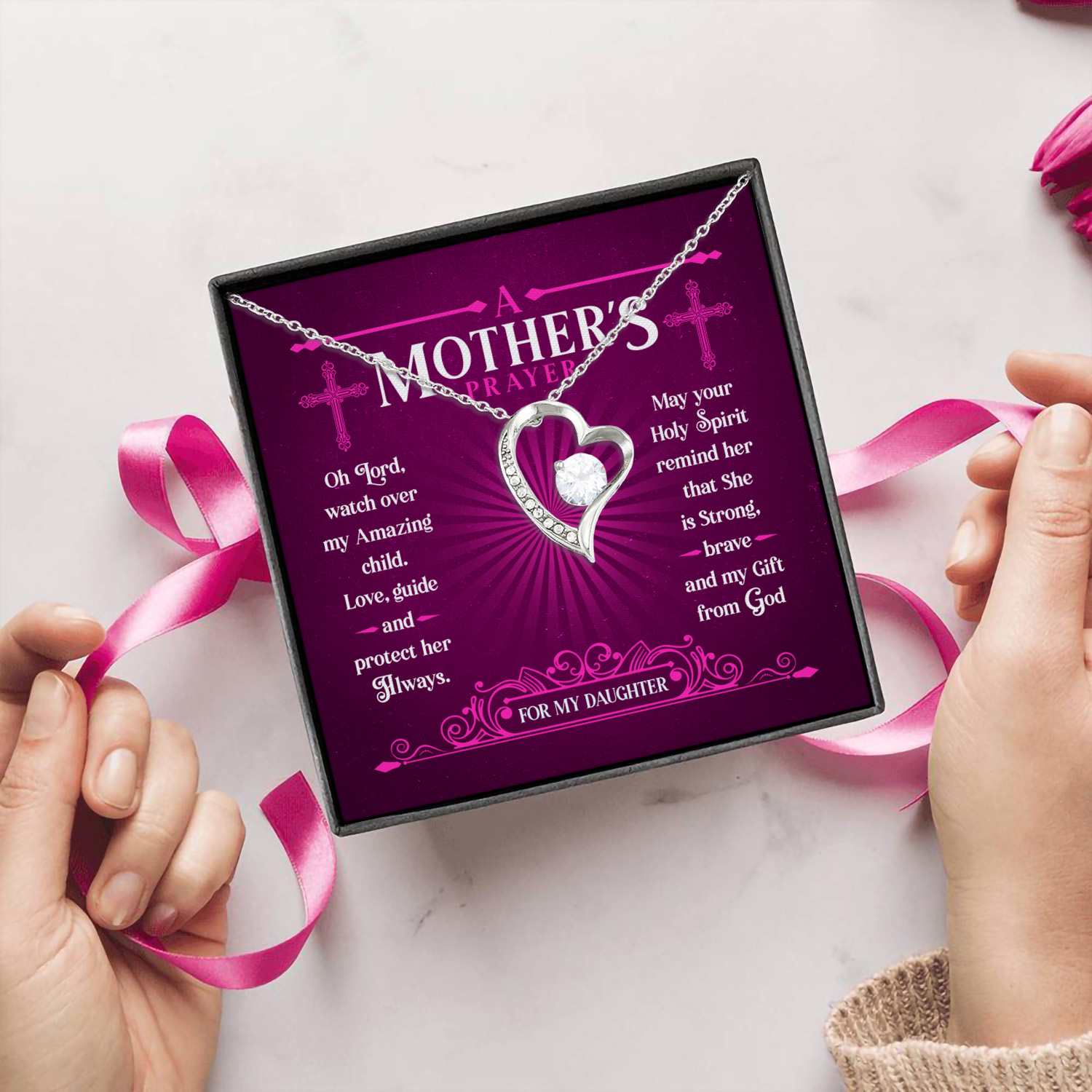 3 HG_ A Mother-s Prayer - daughter(1) Forever Love Necklace (Silver) 5