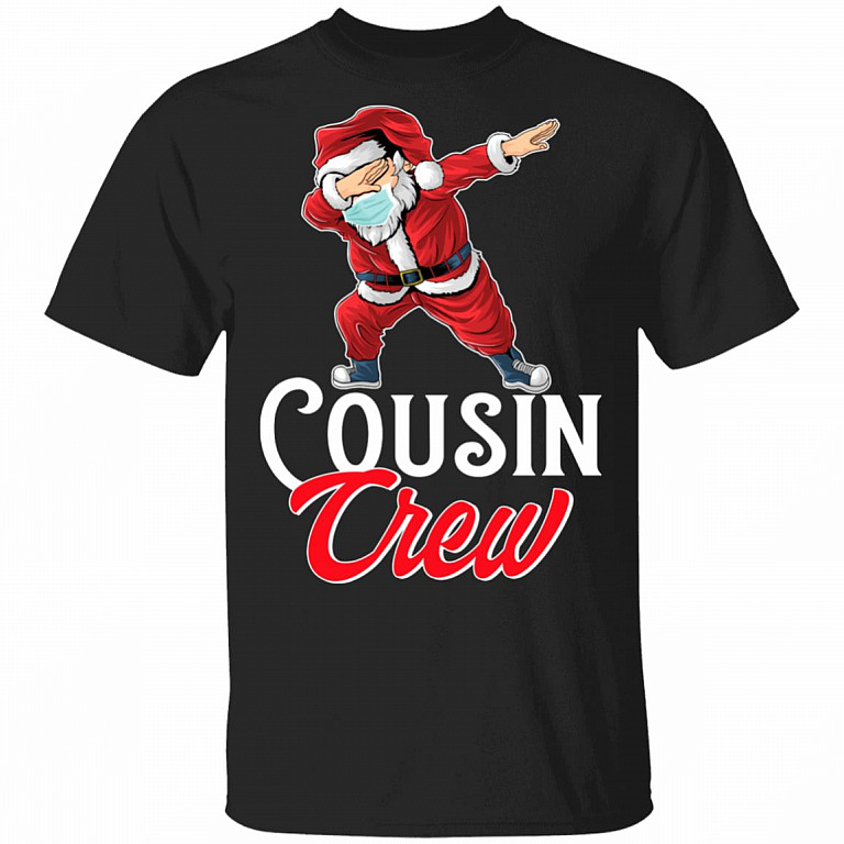 Cousin Crew Santa Dab Christmas T-Shirt-Youth Shirt - Santa Family Matching Christmas Pajamas Gift Youth Tee, Black, Unisex T-Shirt