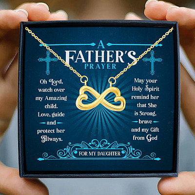 A Father's Prayer For My Daughter Faith Hope Love Christian Cross Jewelry Gift Infinity Heart Pendant Necklace