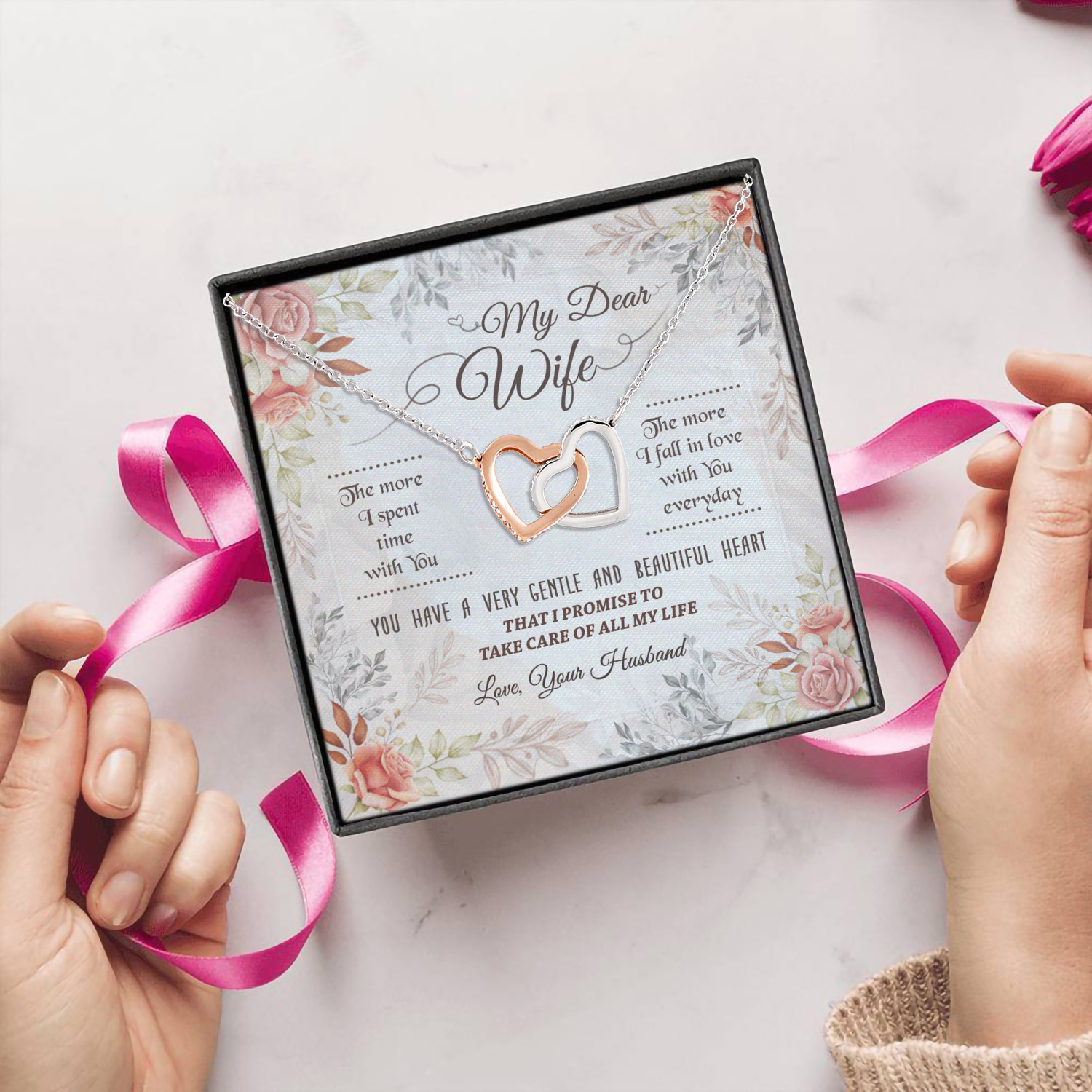 3O. My Dear Wife Interlocking Hearts Necklace 5