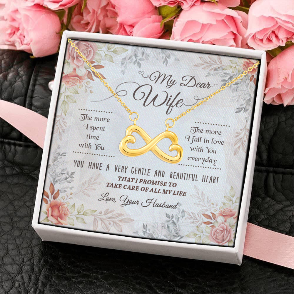 3O. My Dear Wife Infinity Heart Necklace (Gold) 4