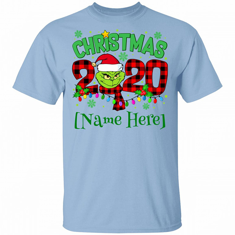 Personalized Christmas 2020 T-Shirt - Xmas 2020 Shirt, Light Blue, Unisex T-Shirt