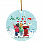 Personalized Besties Christmas Ornament Bestie Forever Decorative Christmas Ornament - Circle Ornament, White, Circle Ornament