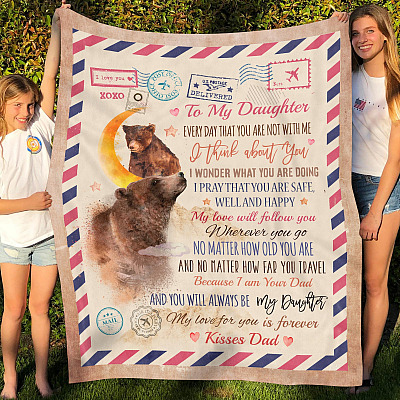 Alternative view of Bear Dad To My Daughter Every Day That You Are Not With Me I Think About You Fleece Blanket - Sherpa Blanket
