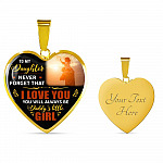 Dad To My Daughter Never Forget that I Love You You Will Always Be Daddy's Little Girl Heart Pendant Necklace - Heart Luxury Necklace (Gold Plated)