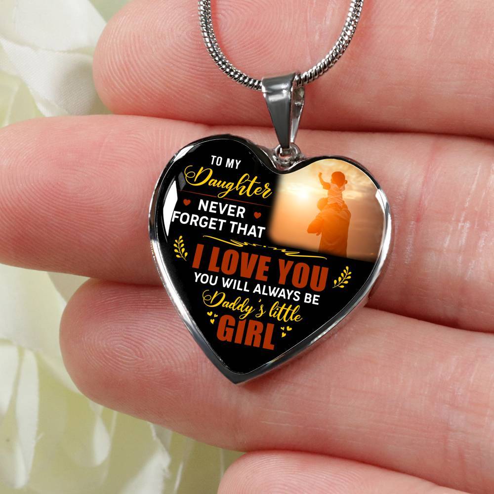 Dad To My Daughter Never Forget that I Love You You Will Always Be Daddy's Little Girl Heart Pendant Necklace - Heart Luxury Necklace (Silver) Dad To My Daughter Never Forget that I Love You You Will Always Be Daddy's Little Girl Heart Pendant Necklace - Heart Luxury Necklace (Silver)