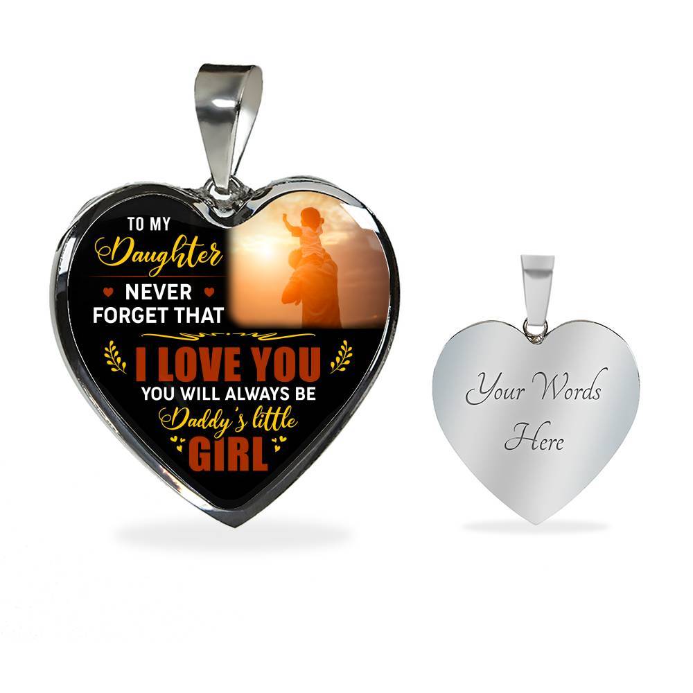 Dad To My Daughter Never Forget that I Love You You Will Always Be Daddy's Little Girl Heart Pendant Necklace - Heart Luxury Necklace (Silver) Dad To My Daughter Never Forget that I Love You You Will Always Be Daddy's Little Girl Heart Pendant Necklace - Heart Luxury Necklace (Silver)