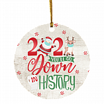 2020 You'll Go Down In History Funny Christmas Quarantined Circle Ornament Keepsake, White, Circle Ornament