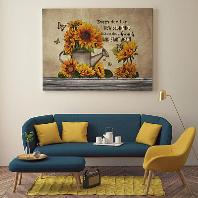 Alternative view of Every Day Is A New Beginning Take A Deep Breath And Start Again Sunflower Framed Canvas Prints - Unframed Poster