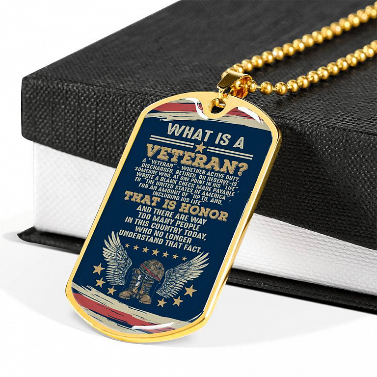 What Is A Veteran Active Duty Discharged Retired Reserve That Is Honor Dog Tag Pendant Necklace - Dog Tag (Gold Plated)