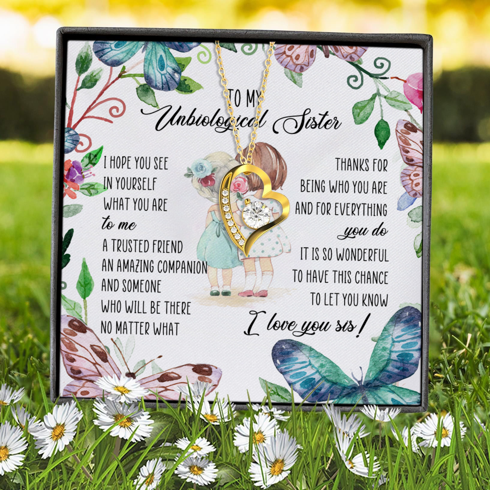 1N.To My Unbiological Sister Forever Love Necklace (Gold) 7