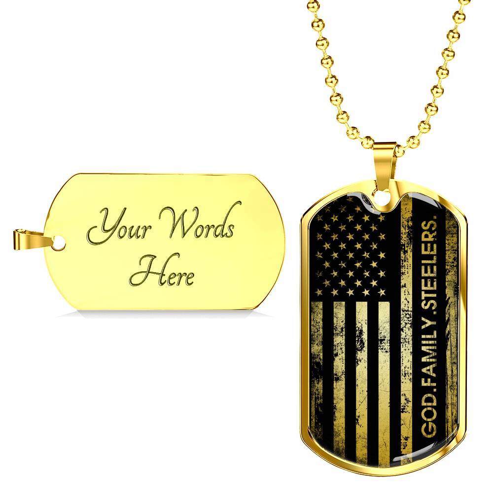 God Family Badass Veteran Dog Tag Pendant Necklace - US Veteran Gifts - Dog Tag (Gold Plated) God Family Badass Veteran Dog Tag Pendant Necklace - US Veteran Gifts - Dog Tag (Gold Plated)