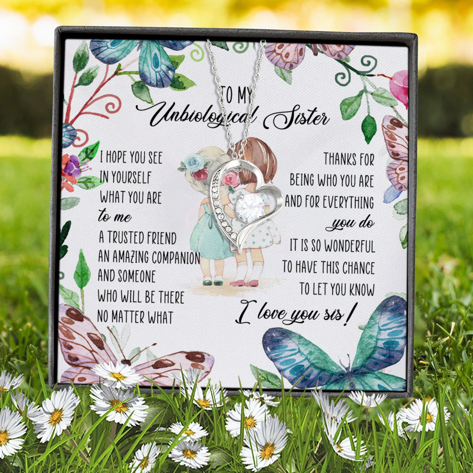 1N.To My Unbiological Sister Forever Love Necklace (Silver) 7