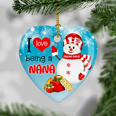 Alternative view of Personalized I Love I Being A Nana Grandmother Gift Christmas Flat Holiday Heart Ornament Keepsake