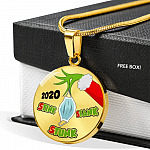 2020 Stink Stank Stunk Funny Quarantine Christmas Luxury Circle Pendant Necklace - Circle Luxury Necklace (Gold Plated)