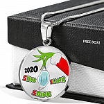 2020 Stink Stank Stunk Funny Quarantine Christmas Luxury Circle Pendant Necklace - Circle Luxury Necklace (Silver)