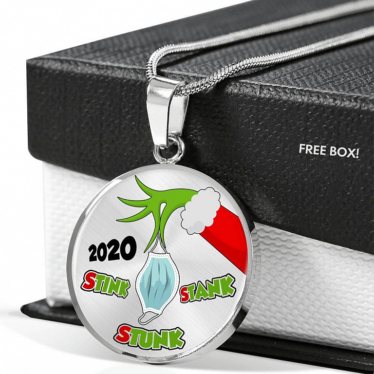 2020 Stink Stank Stunk Funny Quarantine Christmas Luxury Circle Pendant Necklace - Circle Luxury Necklace (Silver)