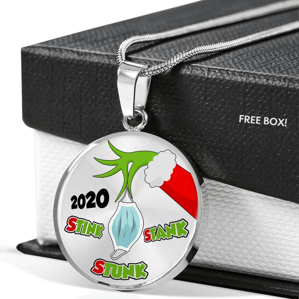 2020 Stink Stank Stunk Funny Quarantine Christmas Luxury Circle Pendant Necklace - Circle Luxury Necklace (Silver) 2020 Stink Stank Stunk Funny Quarantine Christmas Luxury Circle Pendant Necklace - Circle Luxury Necklace (Silver)