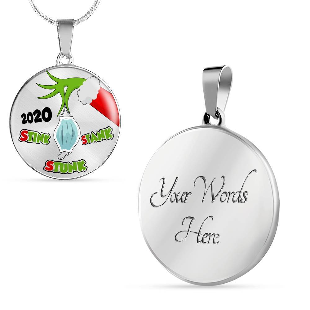 2020 Stink Stank Stunk Funny Quarantine Christmas Luxury Circle Pendant Necklace - Circle Luxury Necklace (Silver) 2020 Stink Stank Stunk Funny Quarantine Christmas Luxury Circle Pendant Necklace - Circle Luxury Necklace (Silver)