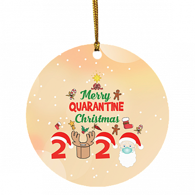 Merry Quarantine Christmas 2020 Christmas Ornament Keepsake - Holiday Flat Circle Ornament, White, Circle Ornament