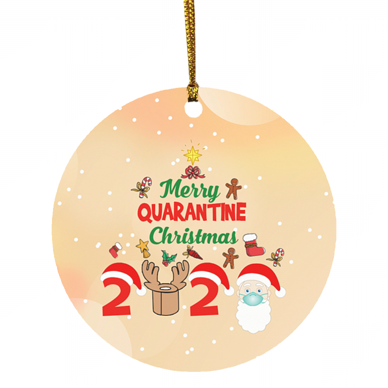 Merry Quarantine Christmas 2020 Christmas Ornament Keepsake - Holiday Flat Circle Ornament, White, Circle Ornament