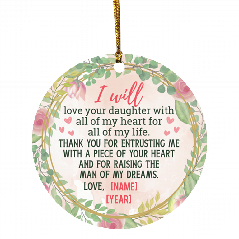 Personalized Mother of Bride Gift Christmas Ornament Keepsake