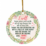 Personalized Christmas Ornament for Mother of Groom Mother in Law Gift Flat Holiday Circle Ornament Keepsake, White, Circle Ornament Personalized Christmas Ornament for Mother of Groom Mother in Law Gift Flat Holiday Circle Ornament Keepsake, White, Circle Ornament