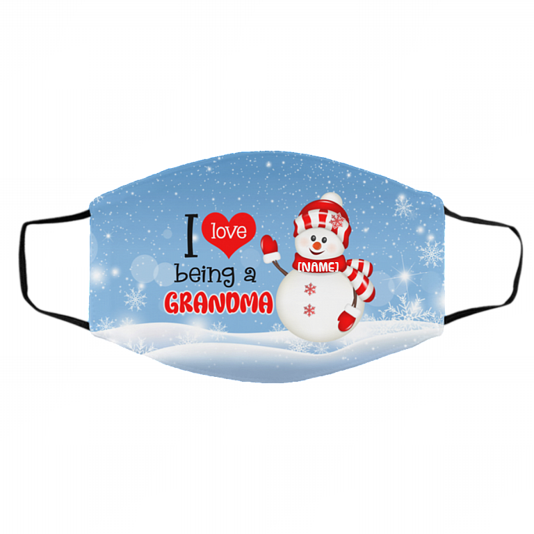 Personalized I Love I Being a Grandma Grandmother Gift Washable Reusable Custom Printed Cloth Face Mask Cover, White, Cloth Face Cover – Medium/Large