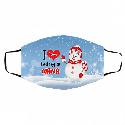 Personalized I Love I Being a Nana Grandmother Gift Washable Reusable Custom Printed Cloth Face Mask Cover, White, Cloth Face Cover – Medium/Large