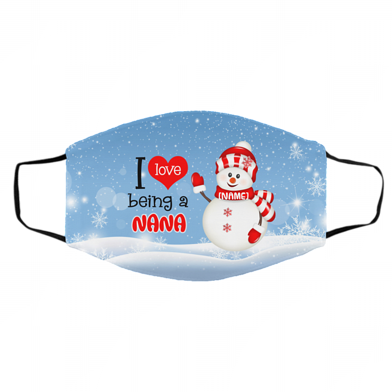 Personalized I Love I Being a Nana Grandmother Gift Washable Reusable Custom Printed Cloth Face Mask Cover, White, Cloth Face Cover – Medium/Large