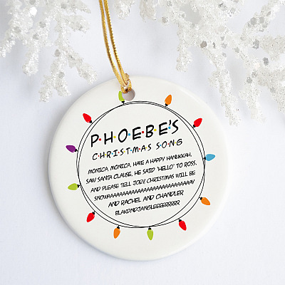 Alternative view of Phoebes Christmas Song Friends Tv Show Best Friends Ornament The One Where We Were Quarantined Circle Ornament