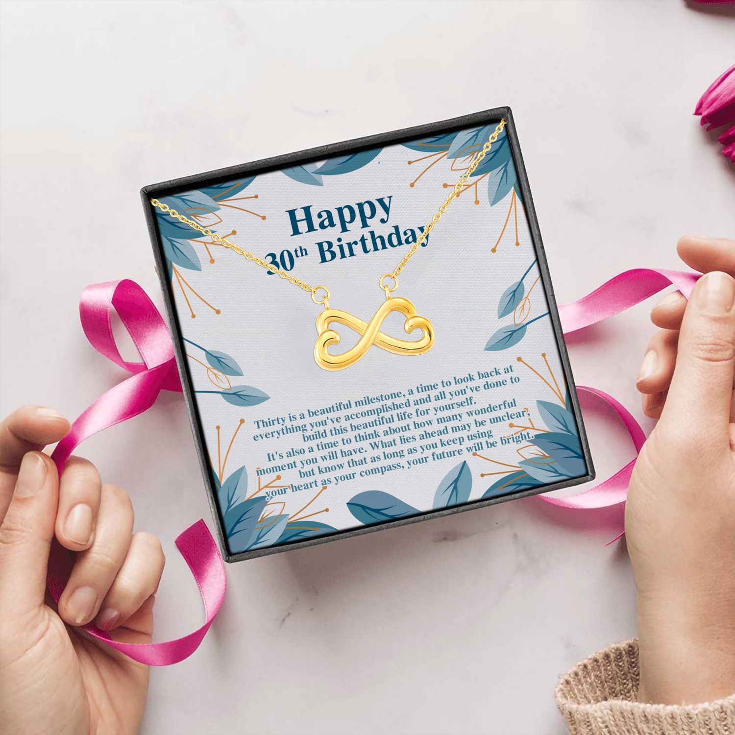 3UT. 30th Birthday (3) Infinity Heart Necklace (Gold) 5