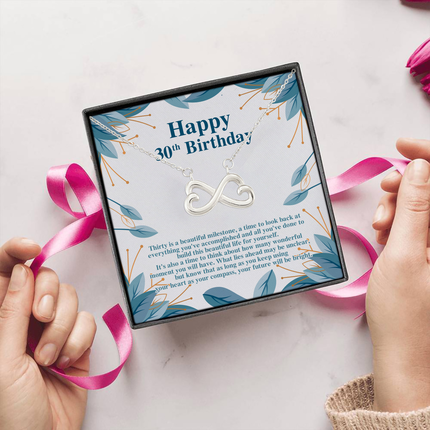 3UT. 30th Birthday (3) Infinity Heart Necklace (Silver) 5