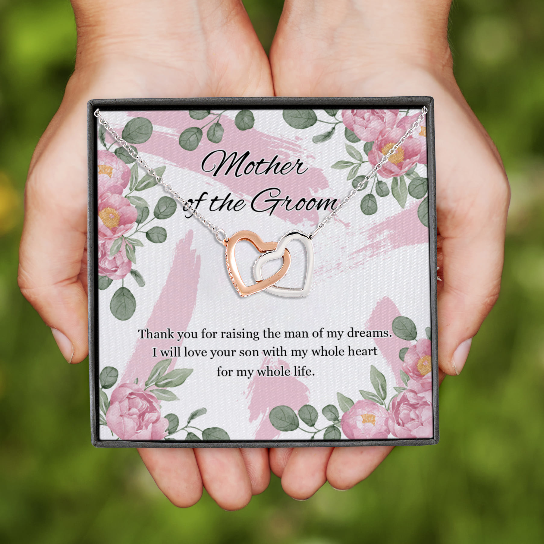 111KNG. Mother of The Groom(4) Interlocking Hearts Necklace