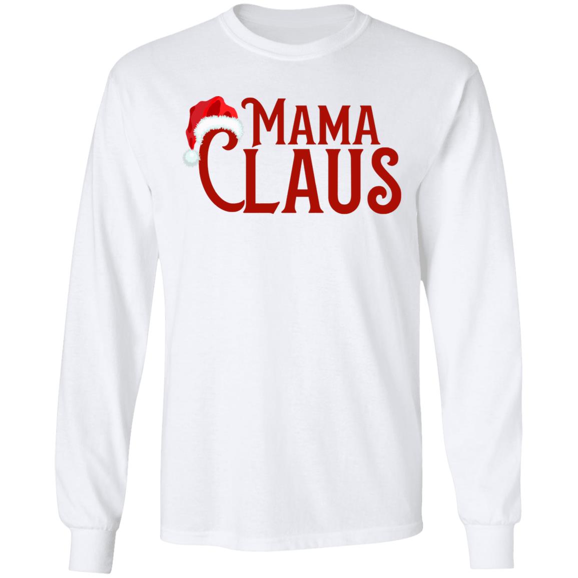 Mama Claus Christmas Pajamas Hoodie - Sweatshirt - Long Sleeve, White, Long Sleeve