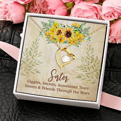 Sisters Giggles Secrets Sometime Tears Through the Years - Gift for BFF Bestie Soul Sister Forever Love Pendant Necklace