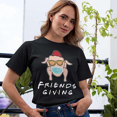 Alternative view of Friendsgiving T-Shirt - Thanksgiving 2020 T-Shirt - Turkey Wearing Face Mask T-Shirt