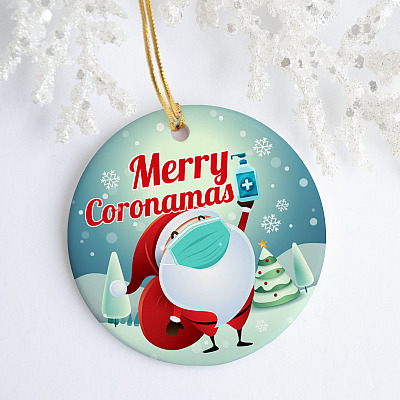 Alternative view of 2020 Cute Santa Essential Gift Decorative Christ-mask Ornament - Holiday Flat Circle Ornament