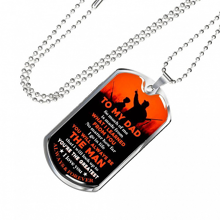 To My Hunting Dad So Much Of Me Is Made From What I Learned From You I Love You Dog Tag Pendant Necklace - Dog Tag (Silver)
