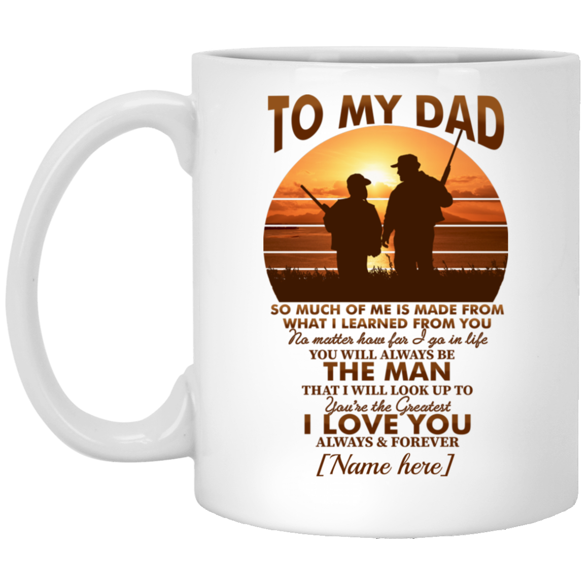 Personalized Son To My Dad So Much Of Me Is Made From What I Learned from You Ceramic Coffee Mug - Beer Stein, White, 11 oz. White Mug Personalized Son To My Dad So Much Of Me Is Made From What I Learned from You Ceramic Coffee Mug - Beer Stein, White, 11 oz. White Mug