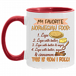 My Favorite Norwegian Food Lefse With Butter That How I Roll Accent Mug - Coffee Mug, White/Red, 11 oz. Accent Mug