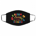 Autism Seeing The World Differently Washable Reusable Custom Printed Cloth Face Mask Cover, Black, Cloth Face Cover – Medium/Large
