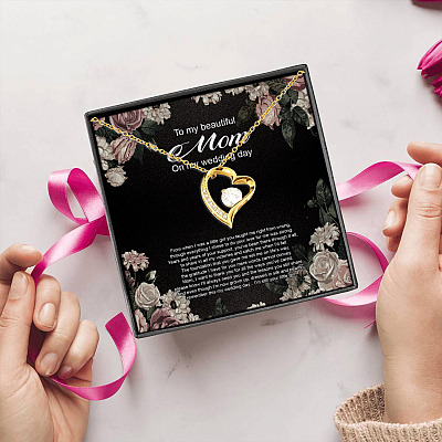 Alternative view of To My Beautiful Mom On My Wedding Day From When I Was A Little Girl Forever Love Pendant Necklace