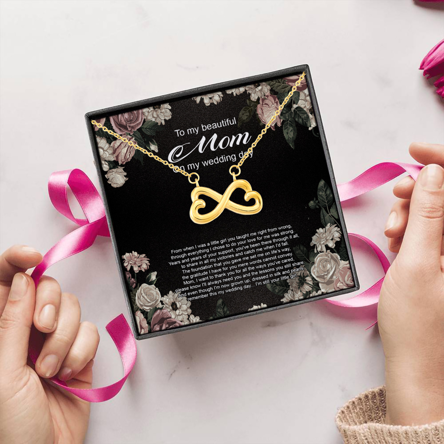 2O. My Beautiful Mom(4) Infinity Heart Necklace (Gold) 5