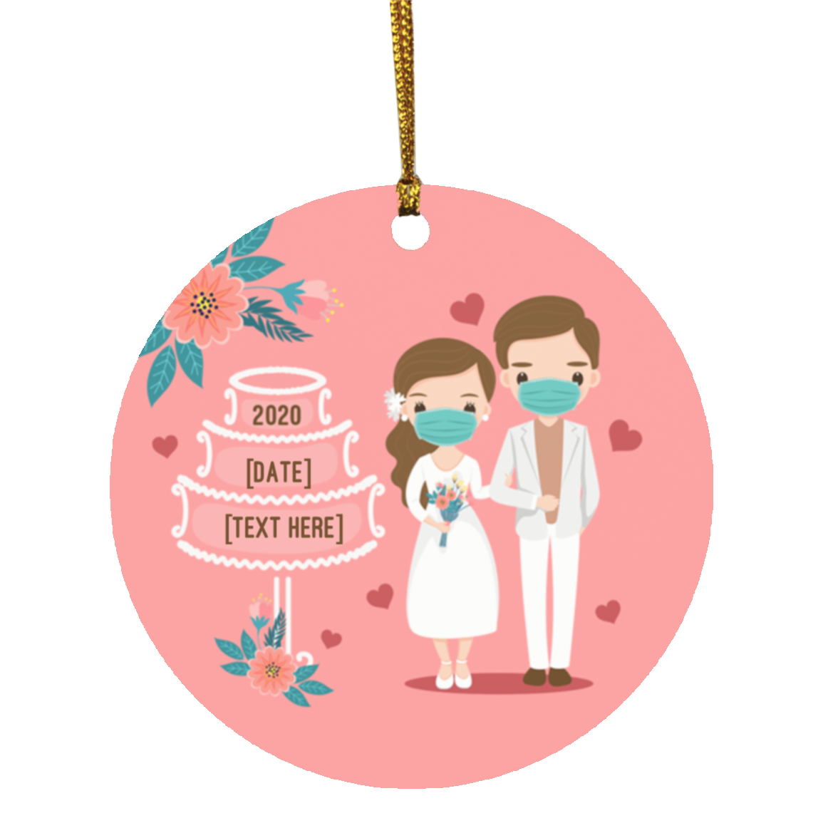 Personalized Bride And Groom Married During Quarantine Wedding Newlywed Couple With Mask Circle Christmas Ornament, White, Circle Ornament Personalized Bride And Groom Married During Quarantine Wedding Newlywed Couple With Mask Circle Christmas Ornament, White, Circle Ornament