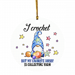 Gnome I Crochet But My Favorite Hobby Is Collecting Yarn Christmas Holiday Circle Ornament Keepsake, White, Circle Ornament Gnome I Crochet But My Favorite Hobby Is Collecting Yarn Christmas Holiday Circle Ornament Keepsake, White, Circle Ornament